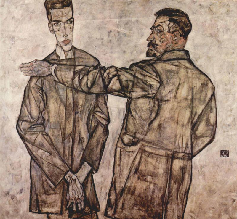 Double Portrait of Heinrich Bensch and his Son Otto, Egon Schiele